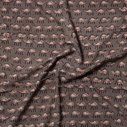 Brown - Bagru Block Printed Cotton Precut Fabric (2 meter)