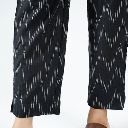 Black - Pochampally Ikat Cotton Tapered Pant for Women