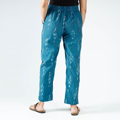 Blue - Pochampally Ikat Cotton Tapered Pant for Women