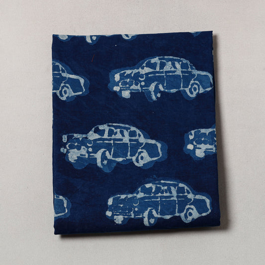 Blue - Indigo Bagru Dabu Block Printed Cotton Precut Fabric (1.8 meter)