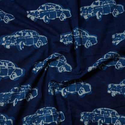 Blue - Indigo Bagru Dabu Block Printed Cotton Precut Fabric (1.8 meter)