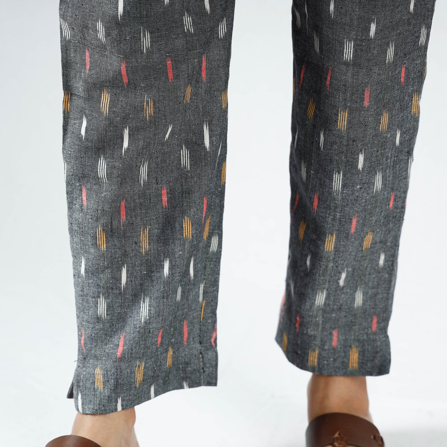 Grey - Pochampally Ikat Cotton Tapered Pant for Women