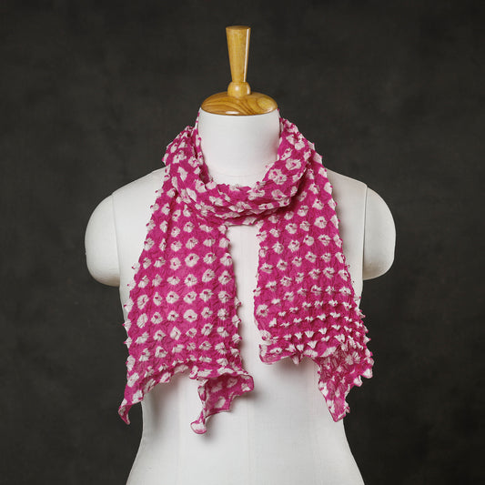 Pink - Kutch Bandhani Tie-Dye Cotton Stole