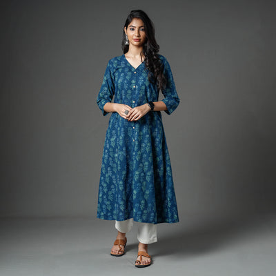 Buy Akola Block Printed Cotton Long Kurta Online l iTokri.com