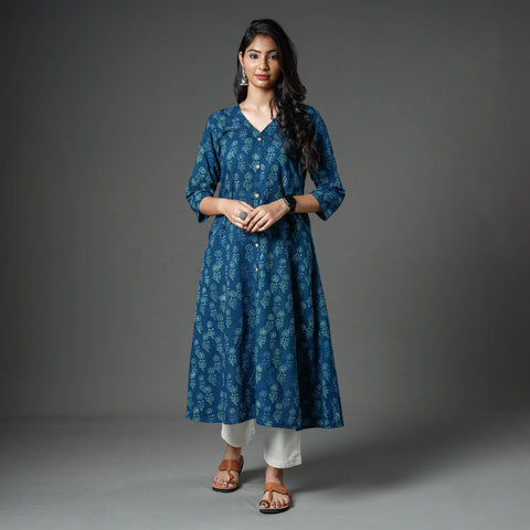 Buy Akola Block Printed Cotton Long Kurta Online l iTokri.com