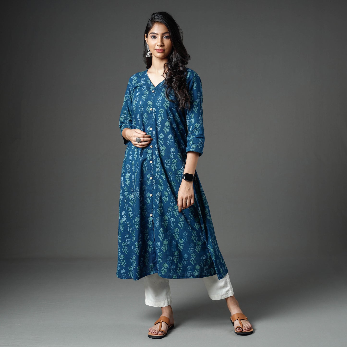 Buy Akola Block Printed Cotton Long Kurta Online l iTokri.com