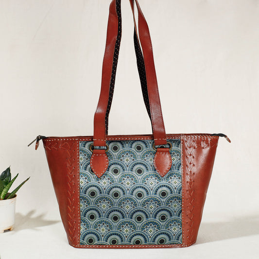 Brown - Handcrafted Mashru Silk Leather Shoulder Bag