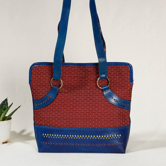 Red - Handcrafted Mashru Silk Leather Shoulder Bag