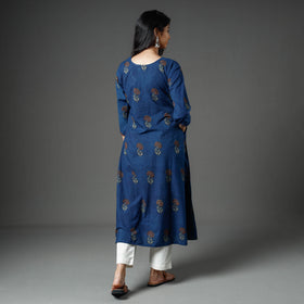 Blue - Akola Block Printed Cotton Long Kurta