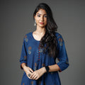 Blue - Akola Block Printed Cotton Long Kurta