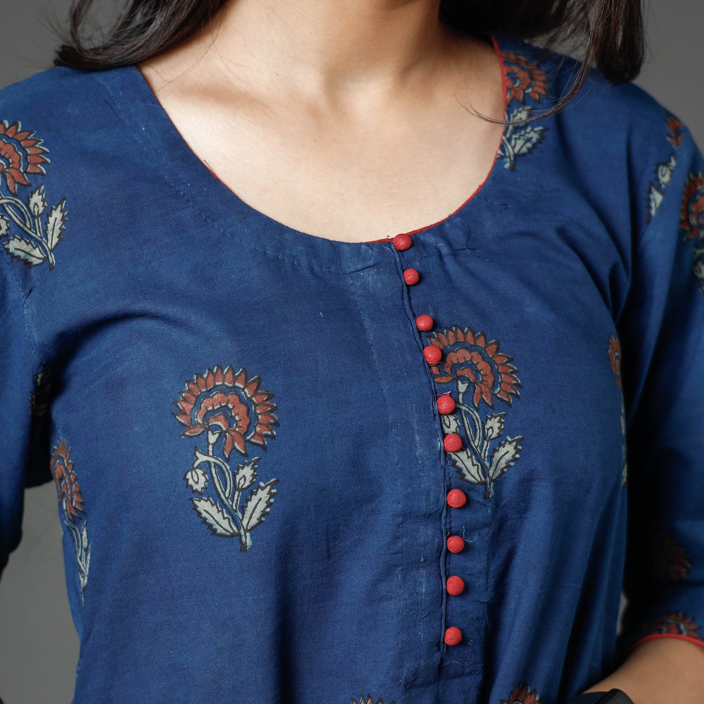Blue - Akola Block Printed Cotton Long Kurta