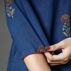 Blue - Akola Block Printed Cotton Long Kurta
