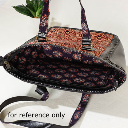 Black - Handcrafted Kutch Jat  Embroidery Leather Shoulder Bag