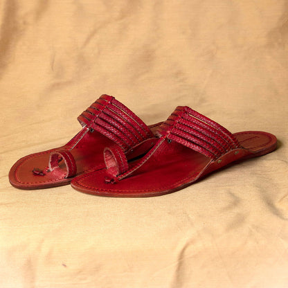 Red - Men Revitalize Your Wardrobe: Classic Kolhapuri Leather Slippers