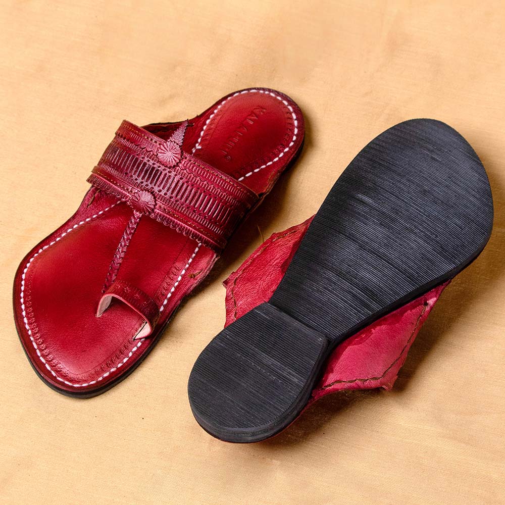 Reddish Brown - Men Spectrum of Style: Classic Kolhapuri Leather Slippers