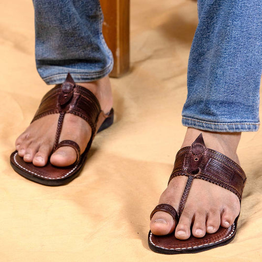 Brown - Men Step Into Elegance: Classic Kolhapuri Leather Slippers