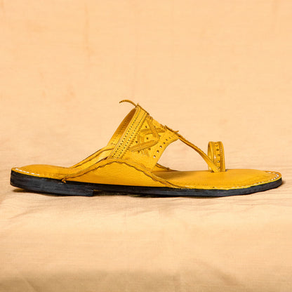Yellow - Men Chic and Vibrant: Classic Kolhapuri Leather Slippers