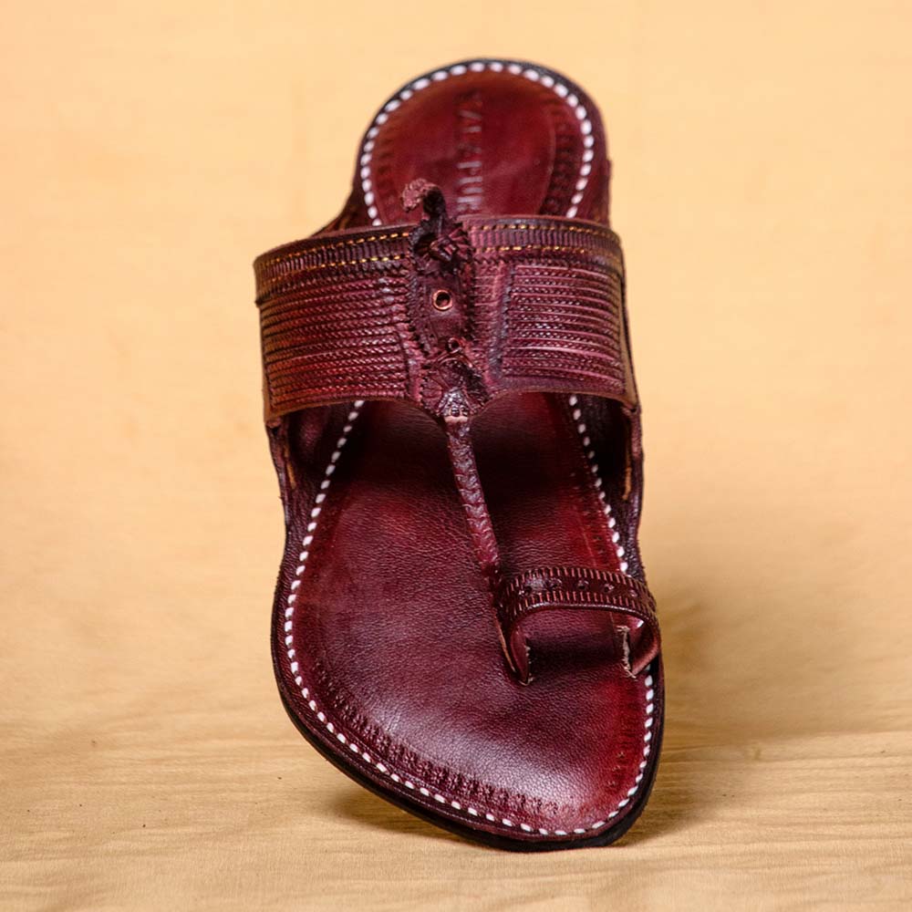 Brown - Men Footwear Fusion: Classic Kolhapuri Leather Slippers