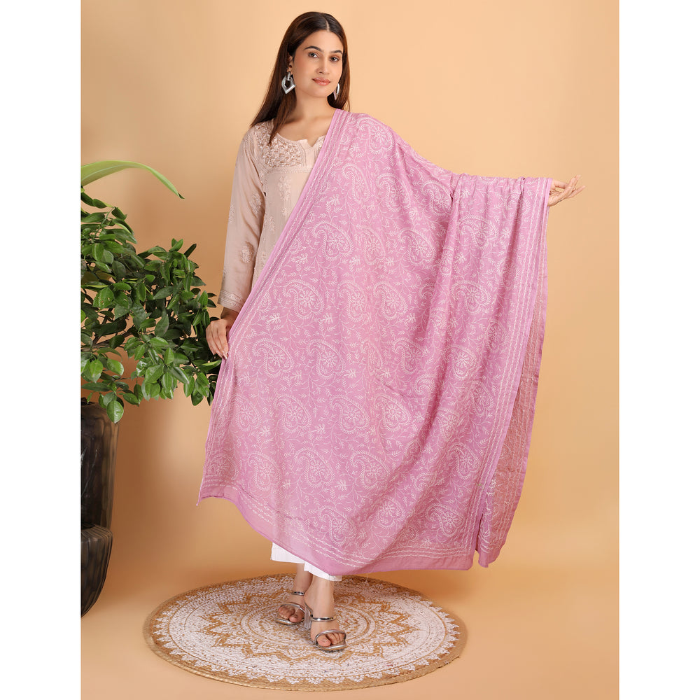 Shwet Pestal Hues Move Chikankari Cotton Dupatta