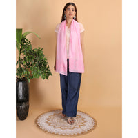 Shwet Women Pink Chikankari Chanderi Stole