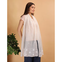 Shwet Women Nude Pink Chikankari Chanderi Stole