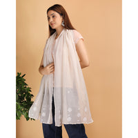 Shwet Women Nude Pink Chikankari Chanderi Stole