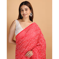 Shwet Red Chikankari Georgette Saree