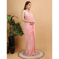 Shwet Peach Viscose Georgette Chikankari Saree