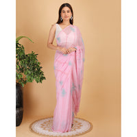 Shwet Pink Kota Cotton Chikankari Saree