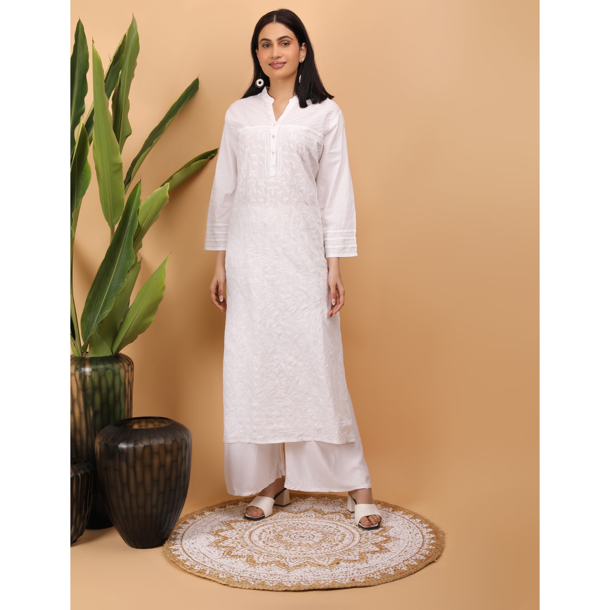 Buy Shwet Women White Chikankari Kurta for Women 