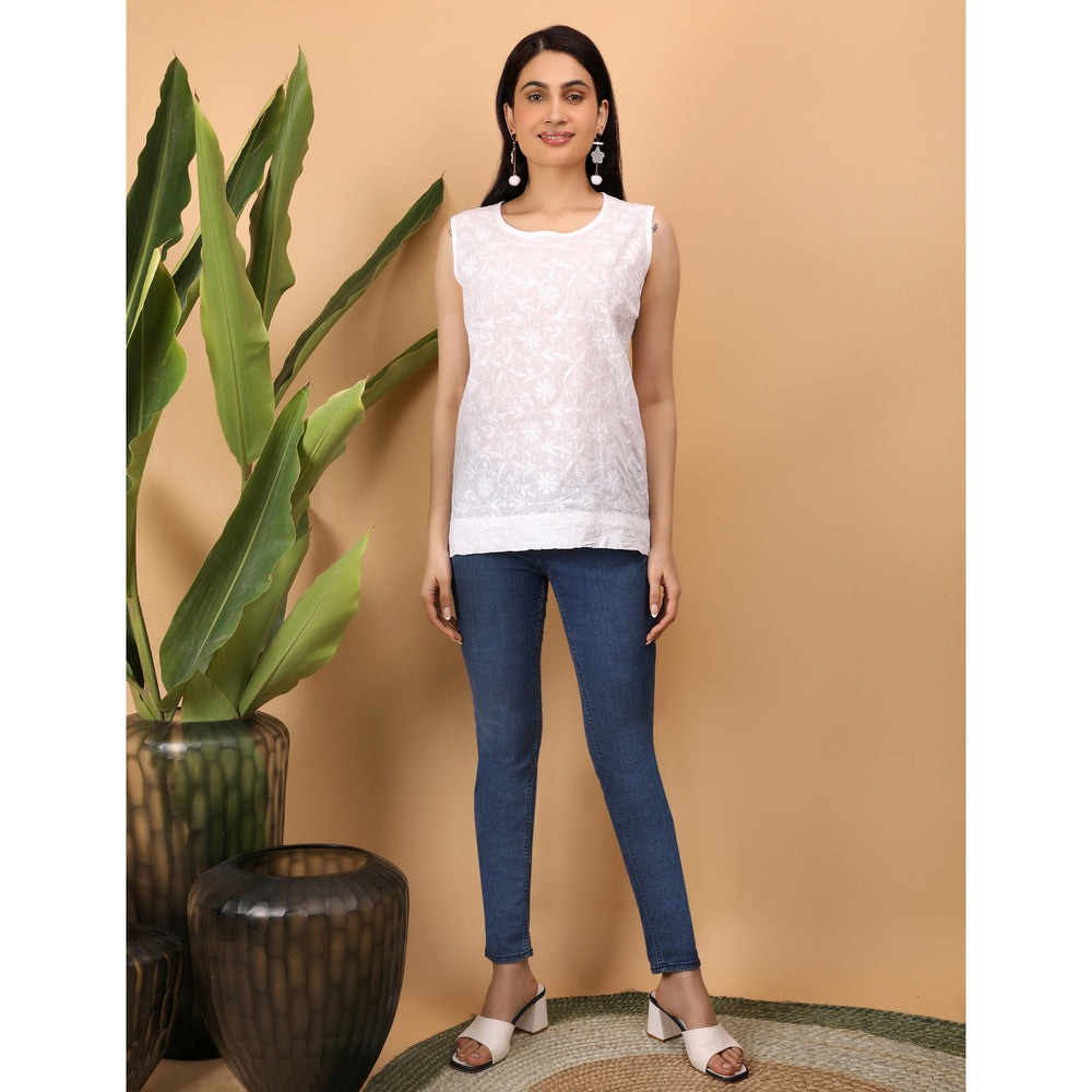 Chikankari Sleevless Top