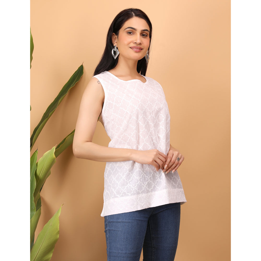 Chikankari Sleevless Top