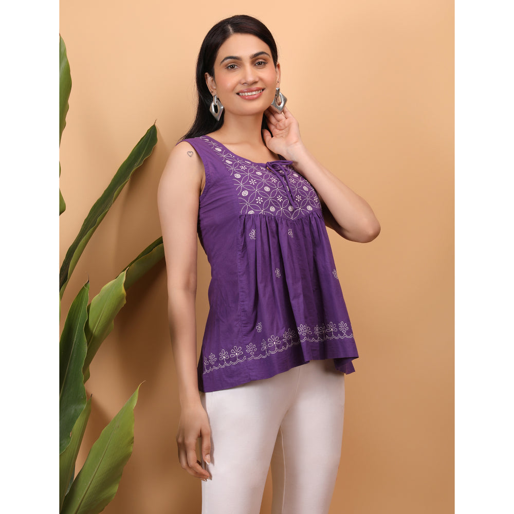 Chikankari Sleeveless Top