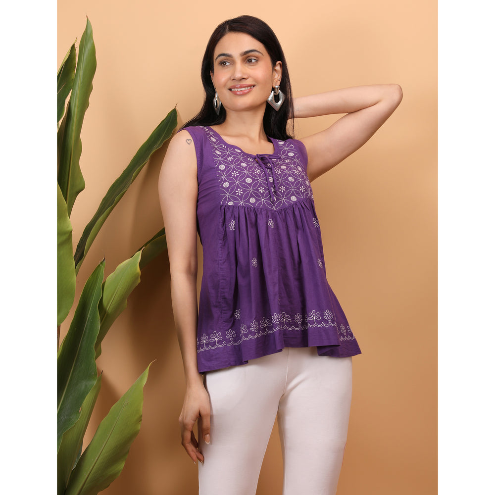 Chikankari Sleeveless Top