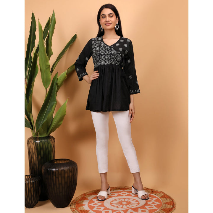 Shwet Women Red Chikankari Angarkha Top main image 1