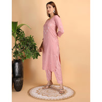 Shwet Women Peach Chikankari Kurta Pants