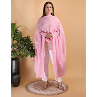 Shwet Pestal Hues Pink Chikankari Cotton Dupatta