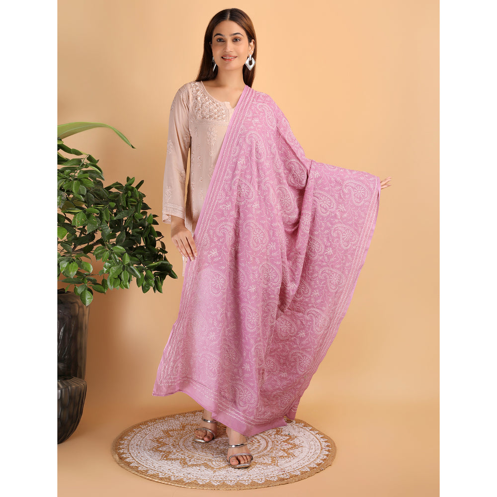 Shwet Pestal Hues Move Chikankari Cotton Dupatta