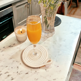 White cotton rope coaster (set of 4) - handcrafted