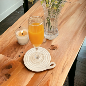 White cotton rope coaster (set of 4) - handcrafted