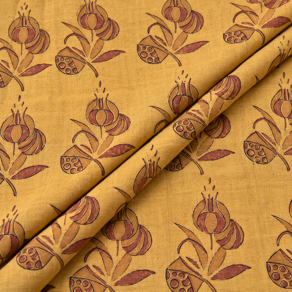 Pomegranate Peel Hand Block Print Cotton Fabric 05