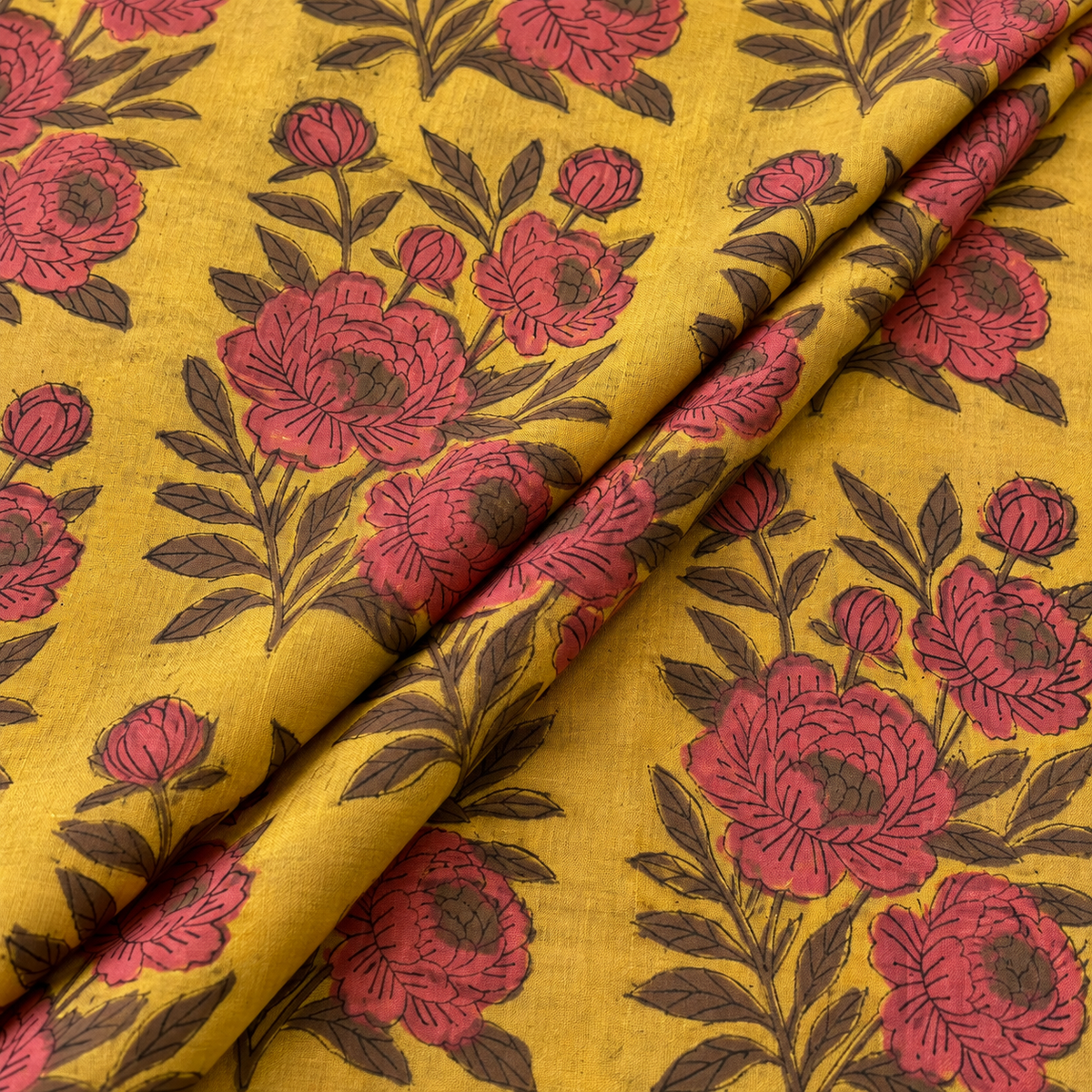 Pomegranate Peel Hand Block Print Cotton Fabric 02