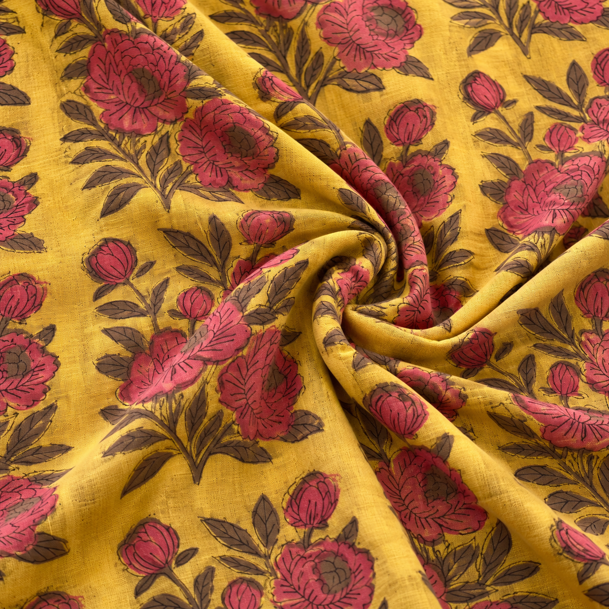 Pomegranate Peel Hand Block Print Cotton Fabric 02