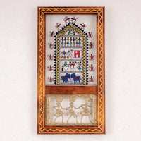 Nandi - Hand-Painted Glass Fusion Saura Celebration Wall Art Frame