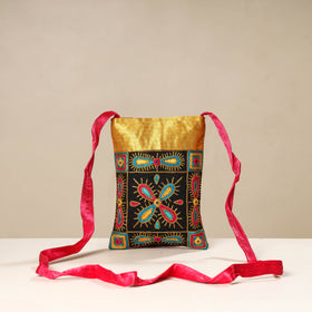 Multicolor Kutch Ahir Embroidery Mashru Silk Sling Bag