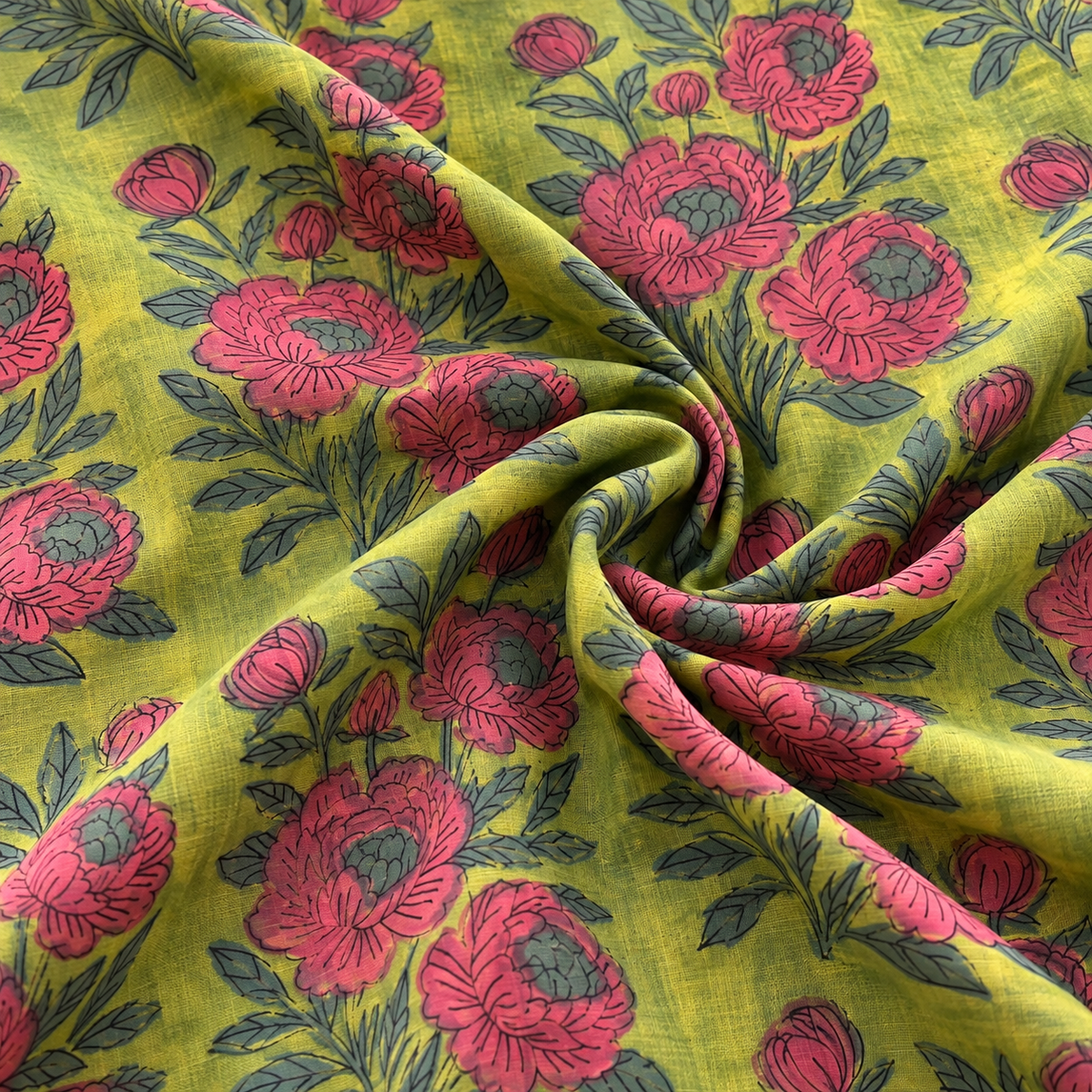 Pomegranate Peel Hand Block Print Cotton Fabric 01