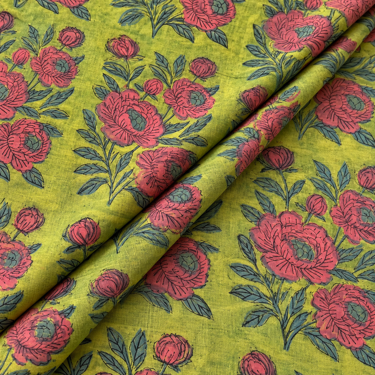 Pomegranate Peel Hand Block Print Cotton Fabric 01