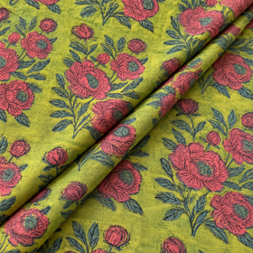 Pomegranate Peel Hand Block Print Cotton Fabric 01