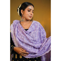 Shwet Pastle Hues Purple Cotton Chikankari Dupatta