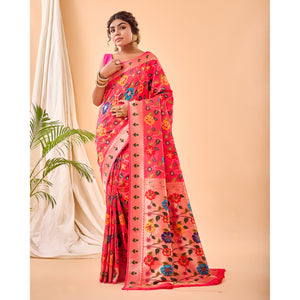 Radhika Pink Paithani Silk Handwork Saree